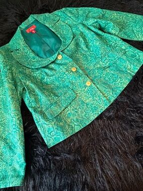 Latina Life Teal Printed Cropped Blazer